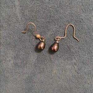 Genuine black pearl earrings